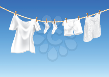 drying clothes against a blue sky. 10 EPS, using mesh gradient