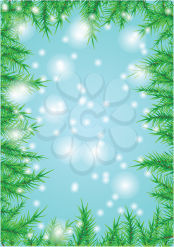 christmas background on blue with new year trees