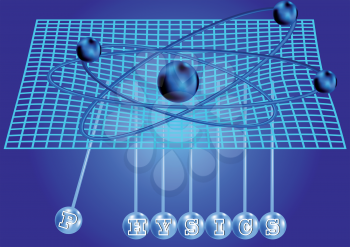 physics. abstract blue background with molecular model