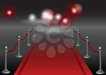red carpet. festive background with fence and light