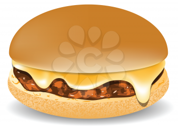 cheddar burger isolated on a white background