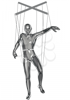 marionette puppeteer isolated on a white background