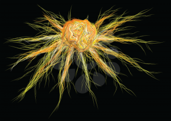 cancer cell illustration isolated on  a black background
