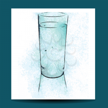 watercolor glass. glass of cold drink on white background