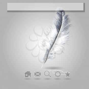 feather. template for web site with icon and white feather