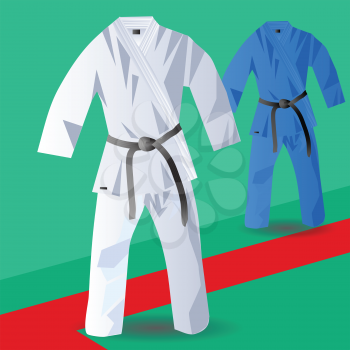 two kimono for judo on abstract tatami