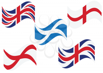 Flag England Scotland. set of british flag on white background