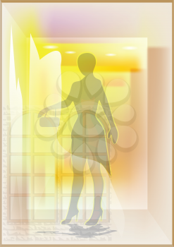 mannequin in a shop window. abstract silhouette of woman