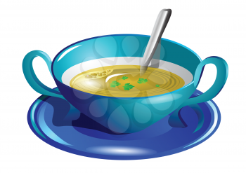 clear soup isolated on a white background