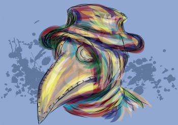 plague doctor. abstract multicolor portrait of doctor during a plague epidemic