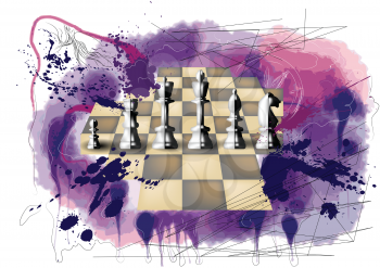 grunge chess on abstract multicolor background
