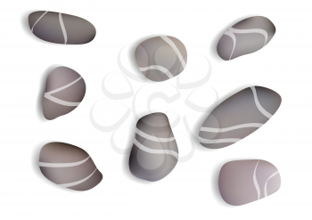 pebbles white background with shadow. 10 EPS