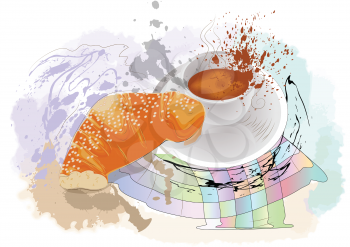 morning coffee on abstract multicolor background