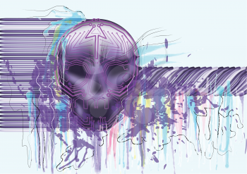 computer virus. skull on abstract multicolor background