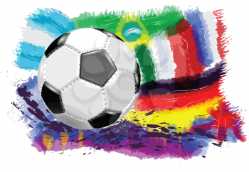 ball and flags. soccer ball and abstract grunge flags