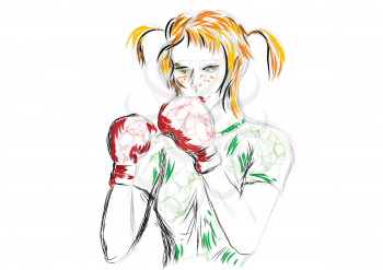 girl boxer isolated on a white background