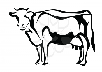 silhouette of cow isolated on a white background