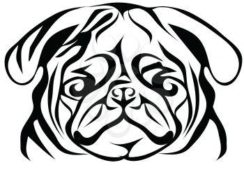 pug on white. abstract silhouette of animal isolated on a white background