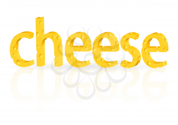 cheese text with shadow on white background