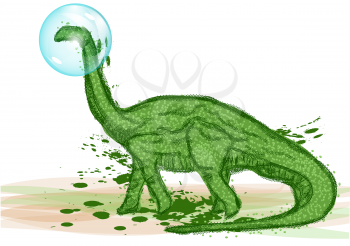 dinosaur in bubble isolated on a white background