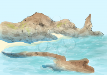 galapagos island. abstract drawing of part of land