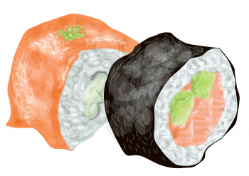sushi. two piece isolated on a white 
