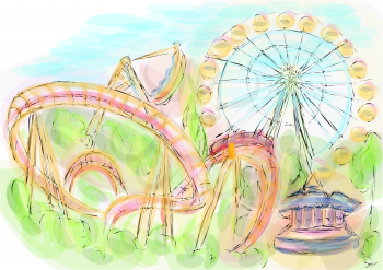 amusement park. multicolor vector background. 10 EPS