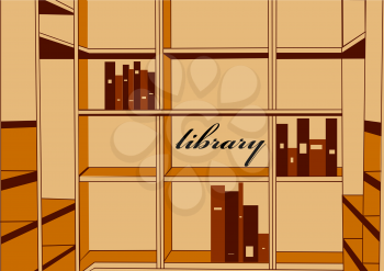 library. bookshelf with books in flat color