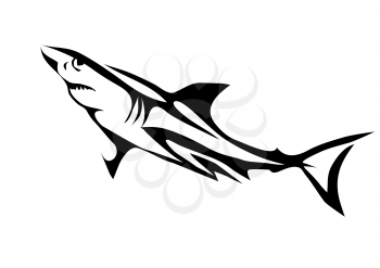 great white shark. abstract silhouette isolated on white
