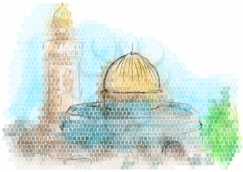 jerusalem. abstract silhouette of city on multicolor backgroud