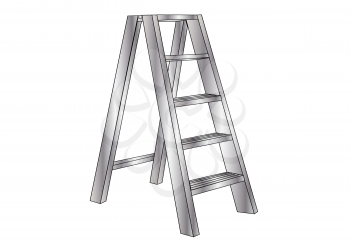 metallic ladder, isolated on a white background