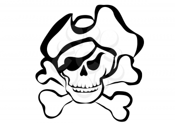 symbol of pirate. pirate skull, hat and bones