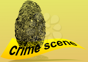 crime scene. fingerprint and yellow forbidden tape