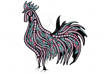 ethnic rooster. silhouette of bird isolated on a white background