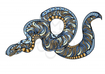 ethnic royal python. abstract serpent on gray background