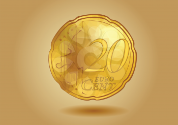 abstract 20 cent on golden background