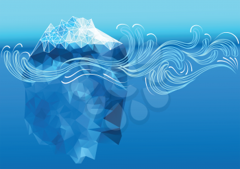 abstract iceberg with decorative waves. 10 EPS