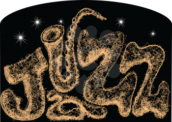 jazz. abstract  inscription on black background with stars