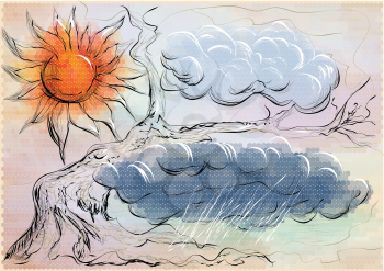 weather forecast background. abstract clouds and sun