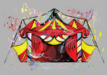 abstract circus tent with multicolor splash
