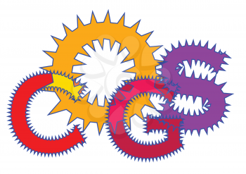 cogs iscription isolated on a white background