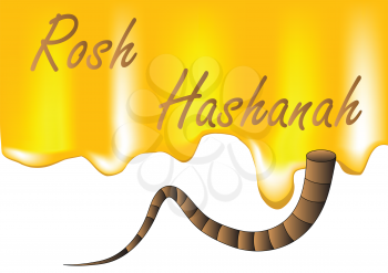 Rosh Hashanah. abstract festive background with honey and horn