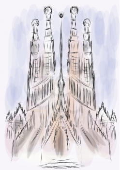 sagrada familia cathedral abstract illustration. 10 EPS