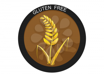 gluten free food label, badge or seal with wheat or grain emblem