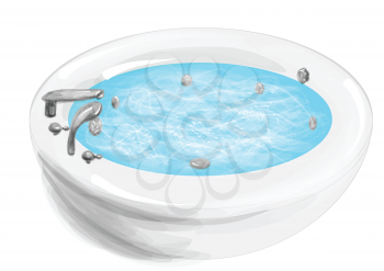 hot tub. bubbling hot tub spa on white background