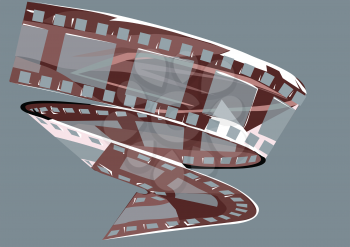 film strip. a reel of film on blue background