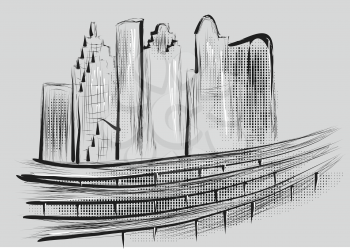houston. abstract illustration of city on gray background