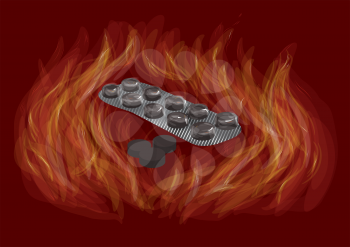 charcoal and red flame. abstract vector illustration