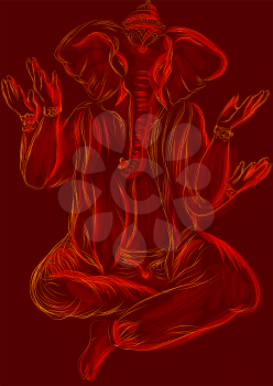 ganesh. abstract vector illustrtion on red background