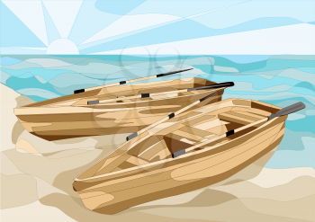 boats at coast of the sea on a sand